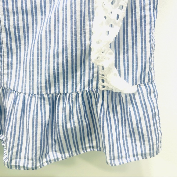 LILLY PULITZER Ellis Peplum Blue Stripe Eyelet Ruffle Sleeveless Top Blo… - Picture 6 of 13